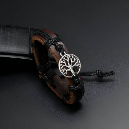 Bracelet en cuir, arbre de vie, mixte