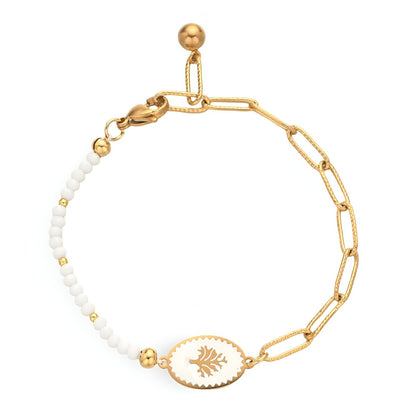 Bracelet en maille pour femme, arbre de vie, en titane et zircon synthétique