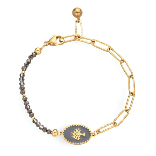 Bracelet en maille pour femme, arbre de vie, en titane et zircon synthétique