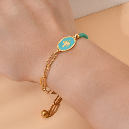 Bracelet en maille pour femme, arbre de vie, en titane et zircon synthétique