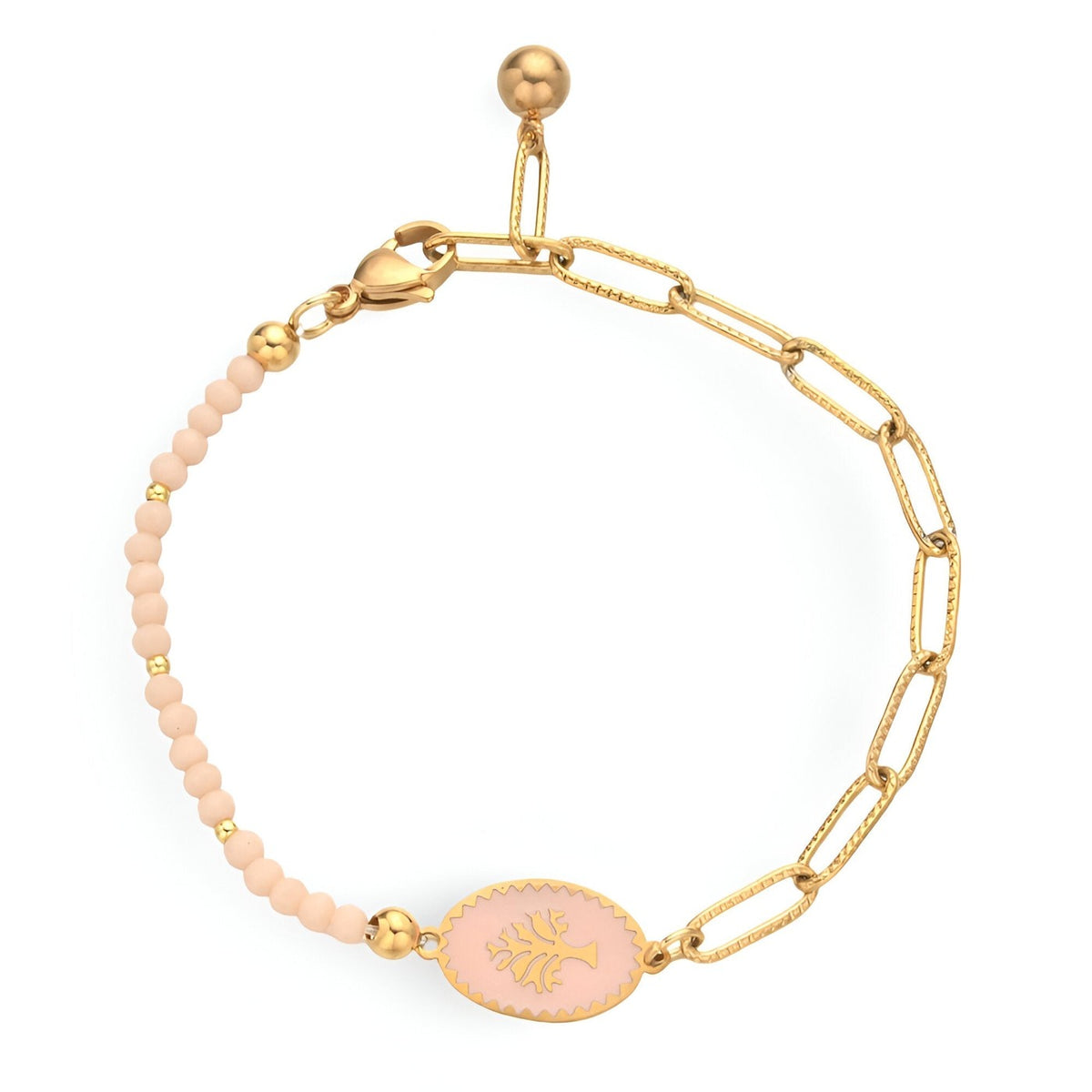 Bracelet en maille pour femme, arbre de vie, en titane et zircon synthétique