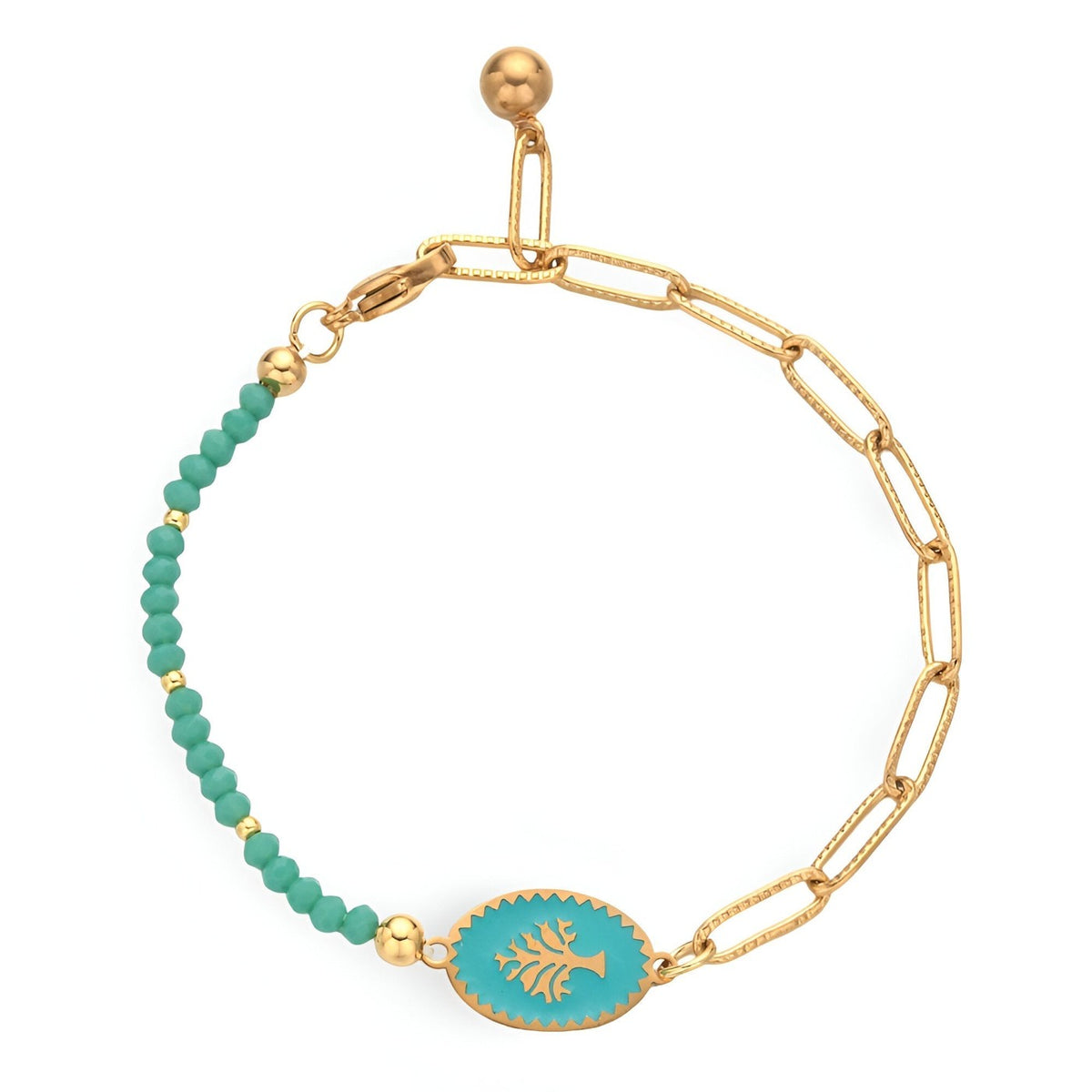 Bracelet en maille pour femme, arbre de vie, en titane et zircon synthétique