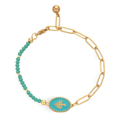 Bracelet en maille pour femme, arbre de vie, en titane et zircon synthétique