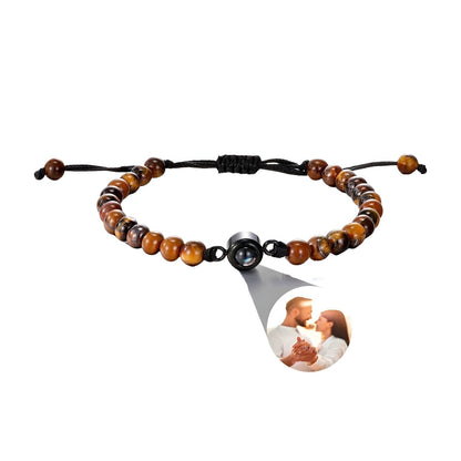 Bracelet en perles avec photo personnalisée projetée