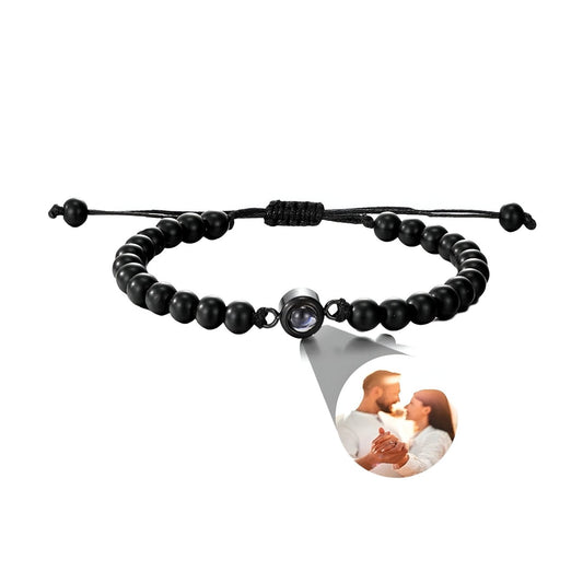 Bracelet en perles avec photo personnalisée projetée
