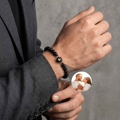 Bracelet en perles avec photo personnalisée projetée