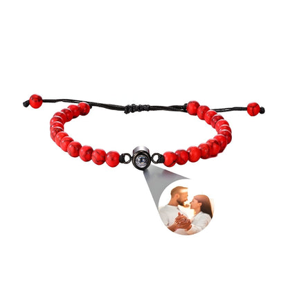 Bracelet en perles avec photo personnalisée projetée