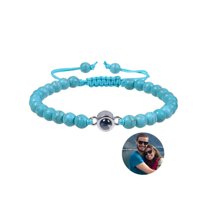 Bracelet en perles avec photo personnalisée projetée