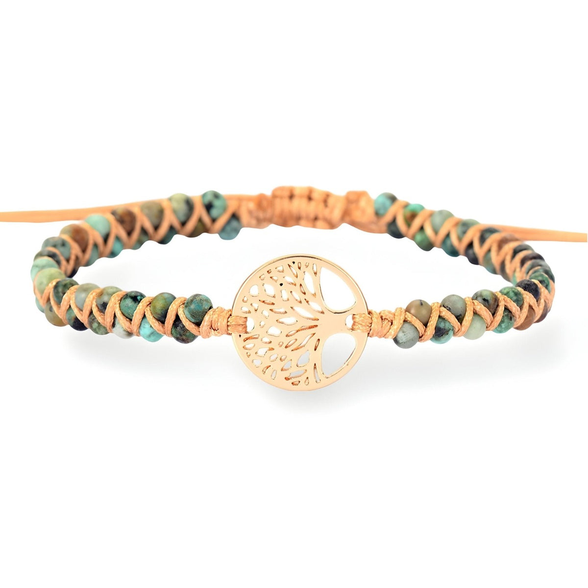 Bracelet en pierres de jaspe pour femme, arbre de vie
