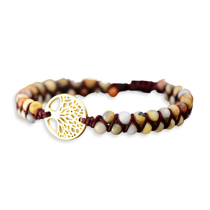 Bracelet en pierres de jaspe pour femme, arbre de vie