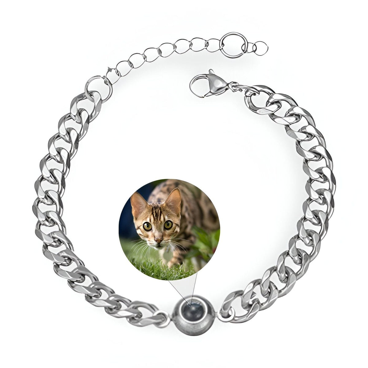 Bracelet large avec photo personnalisée pour homme