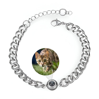 Bracelet large avec photo personnalisée pour homme