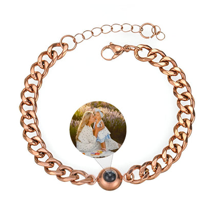 Bracelet large avec photo personnalisée pour homme
