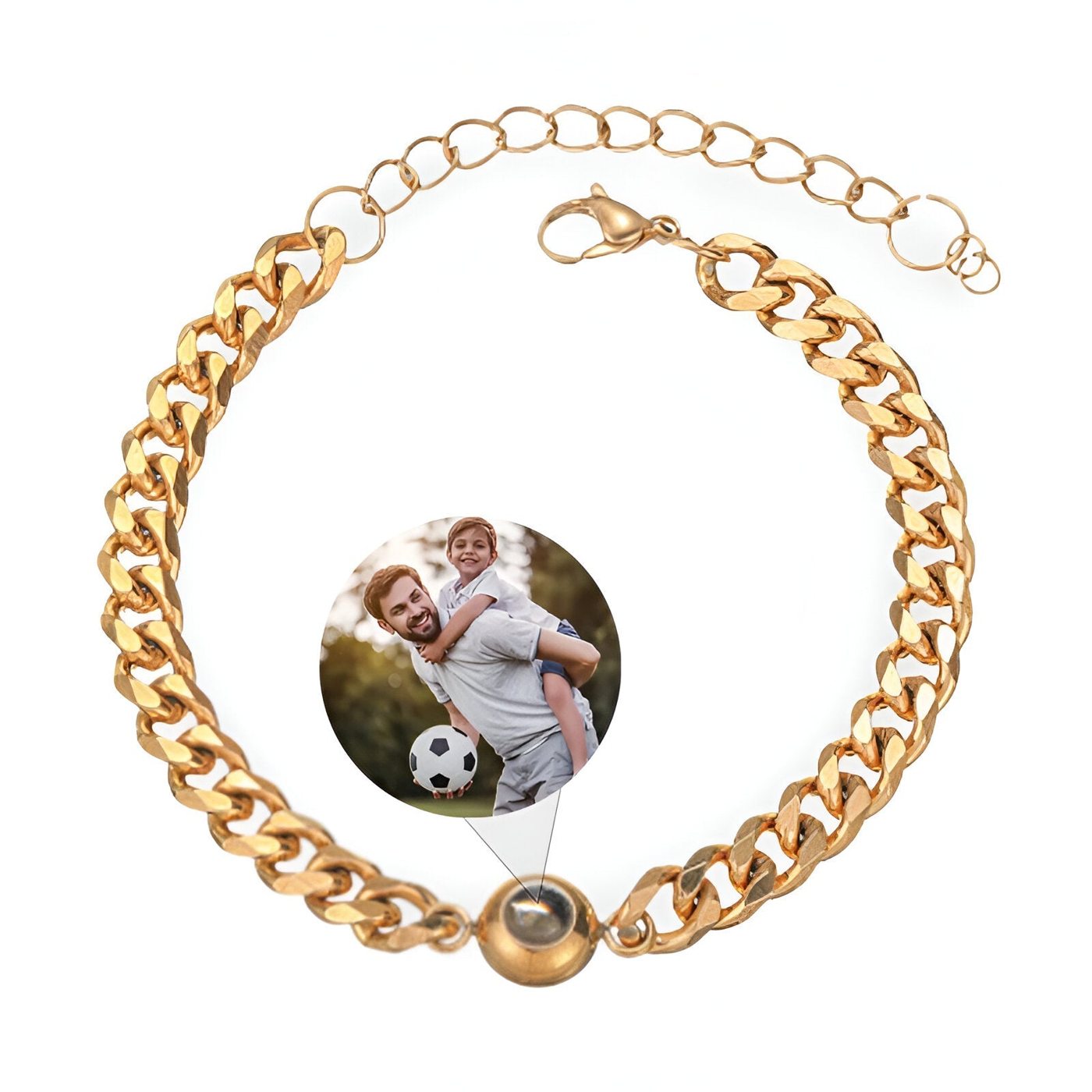 Bracelet large avec photo personnalisée pour homme