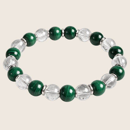 Bracelet en pierres naturelles de malachite et cristal de roche, anti-inflammatoire — photo 1