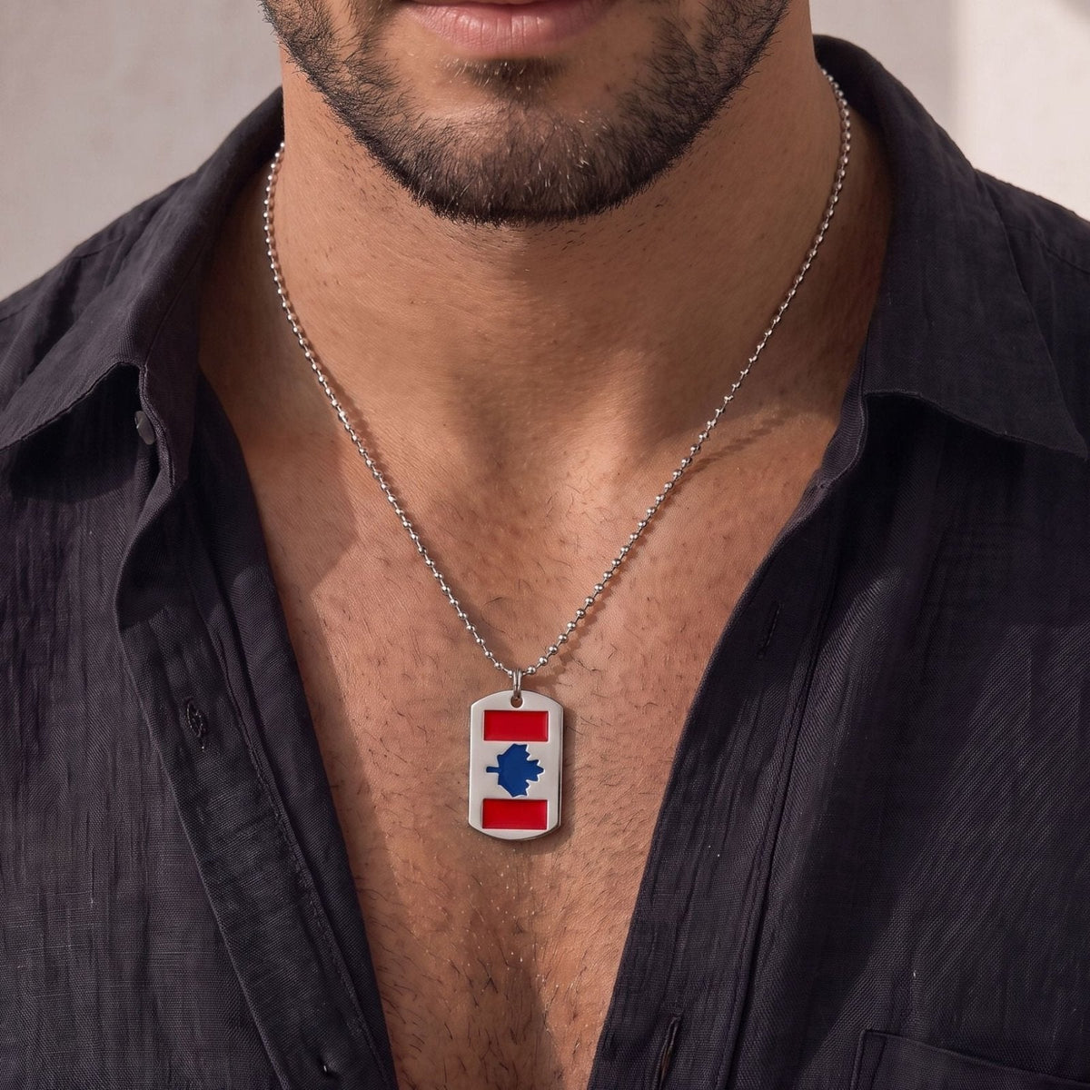 Collier Acier Inoxydable Homme Plaque Militaire — Pyka — photo 2