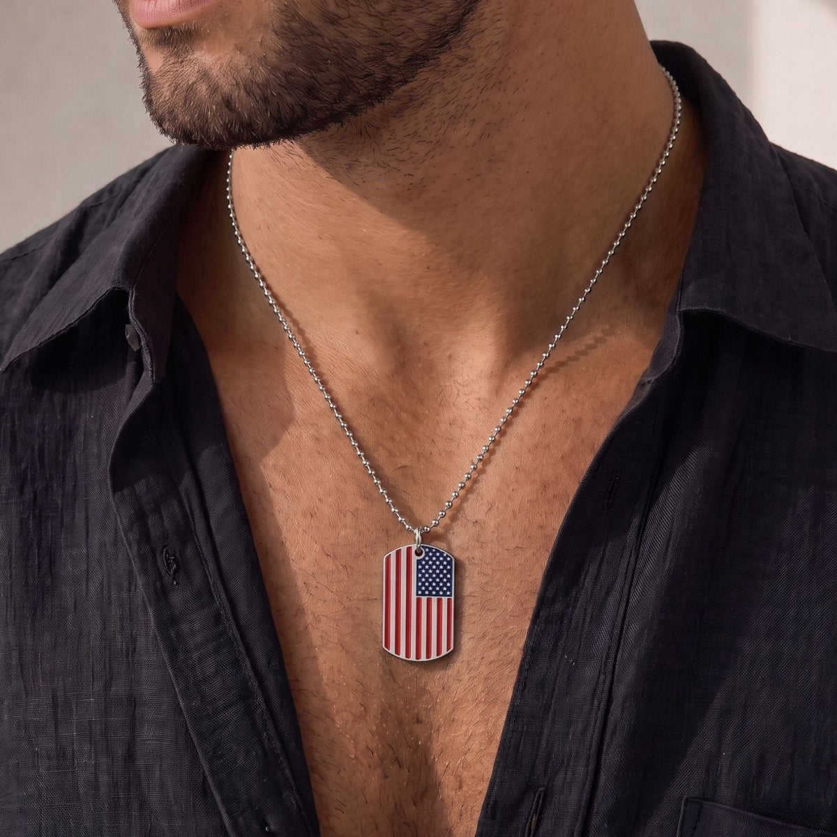 Collier Acier Inoxydable Homme Plaque Militaire — Pyka — photo 3
