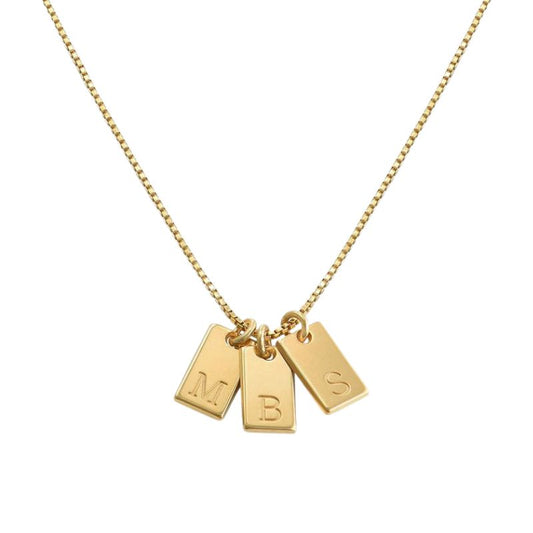 Collier initial personnalisable avec pendentifs rectangulaires