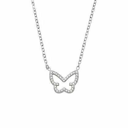 Collier pendentif papillon, acier doré ou argenté, serti de zircons, modèle Jayleen