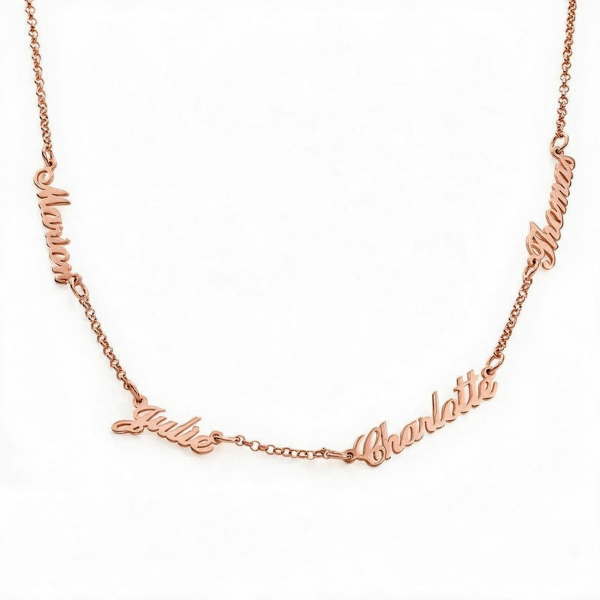 collier plusieurs prénoms or rosé