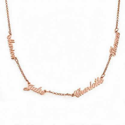 collier plusieurs prénoms or rosé